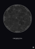 Affiche Chichen Itza – Poster vue satellite 30km N&B | Gravura – Fond foncé