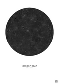 Affiche Chichen Itza – Poster vue satellite 30km N&B | Gravura – Fond clair