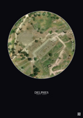 Affiche Delphes – Poster vue satellite 0.1km Couleur | Gravura – Fond foncé