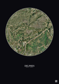 Affiche Delphes – Poster vue satellite 0.5km Couleur | Gravura – Fond foncé