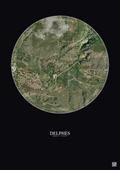 Affiche Delphes – Poster vue satellite 1km Couleur | Gravura – Fond foncé