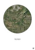 Affiche Delphes – Poster vue satellite 1km Couleur | Gravura – Fond clair