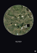 Affiche Delphes – Poster vue satellite 5km Couleur | Gravura – Fond foncé