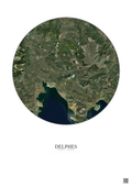 Affiche Delphes – Poster vue satellite 20km Couleur | Gravura – Fond clair