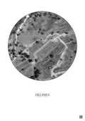 Affiche Delphes – Poster vue satellite 0.1km N&B | Gravura – Fond clair