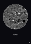 Affiche Delphes – Poster vue satellite 5km N&B | Gravura – Fond foncé