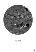 Affiche Delphes – Poster vue satellite 5km N&B | Gravura – Fond clair