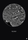 Affiche Delphes – Poster vue satellite 10km N&B | Gravura – Fond foncé