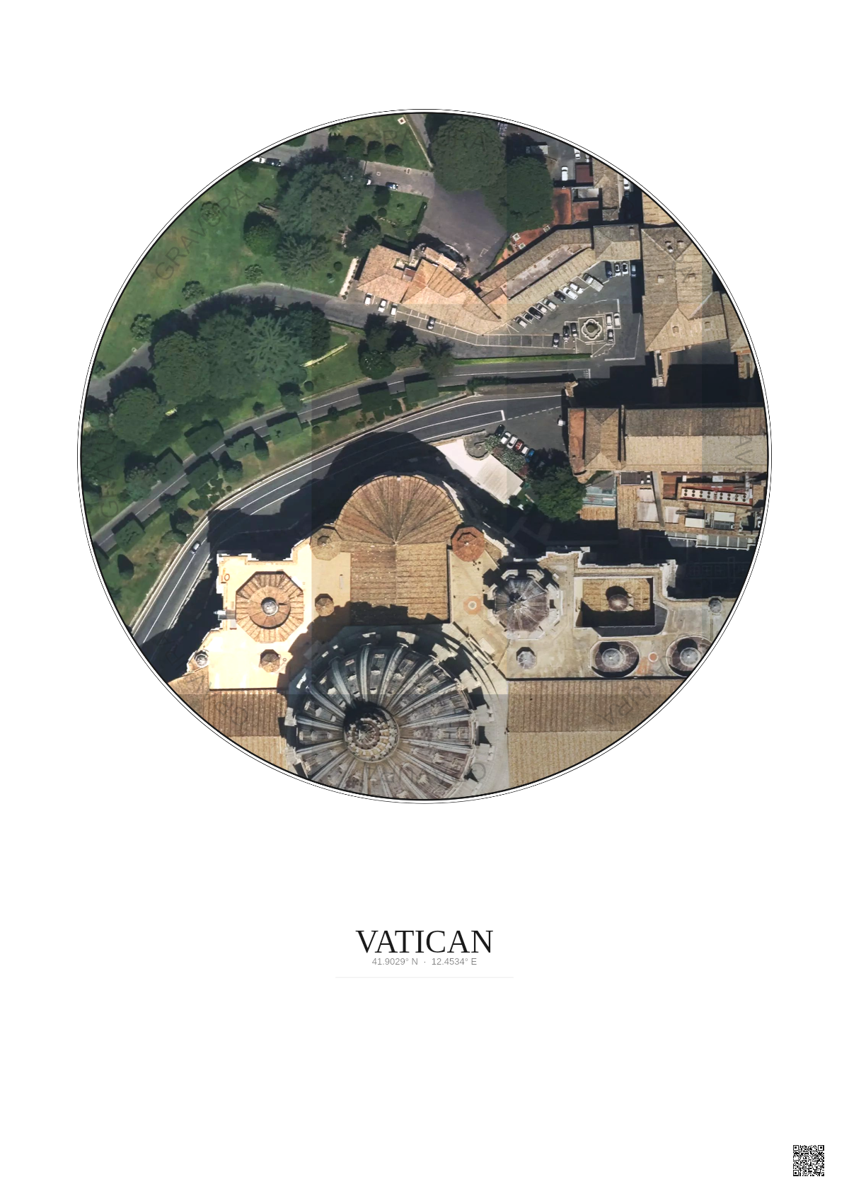 Affiche Vatican – Poster vue satellite 0.1km Couleur | Gravura – Fond clair