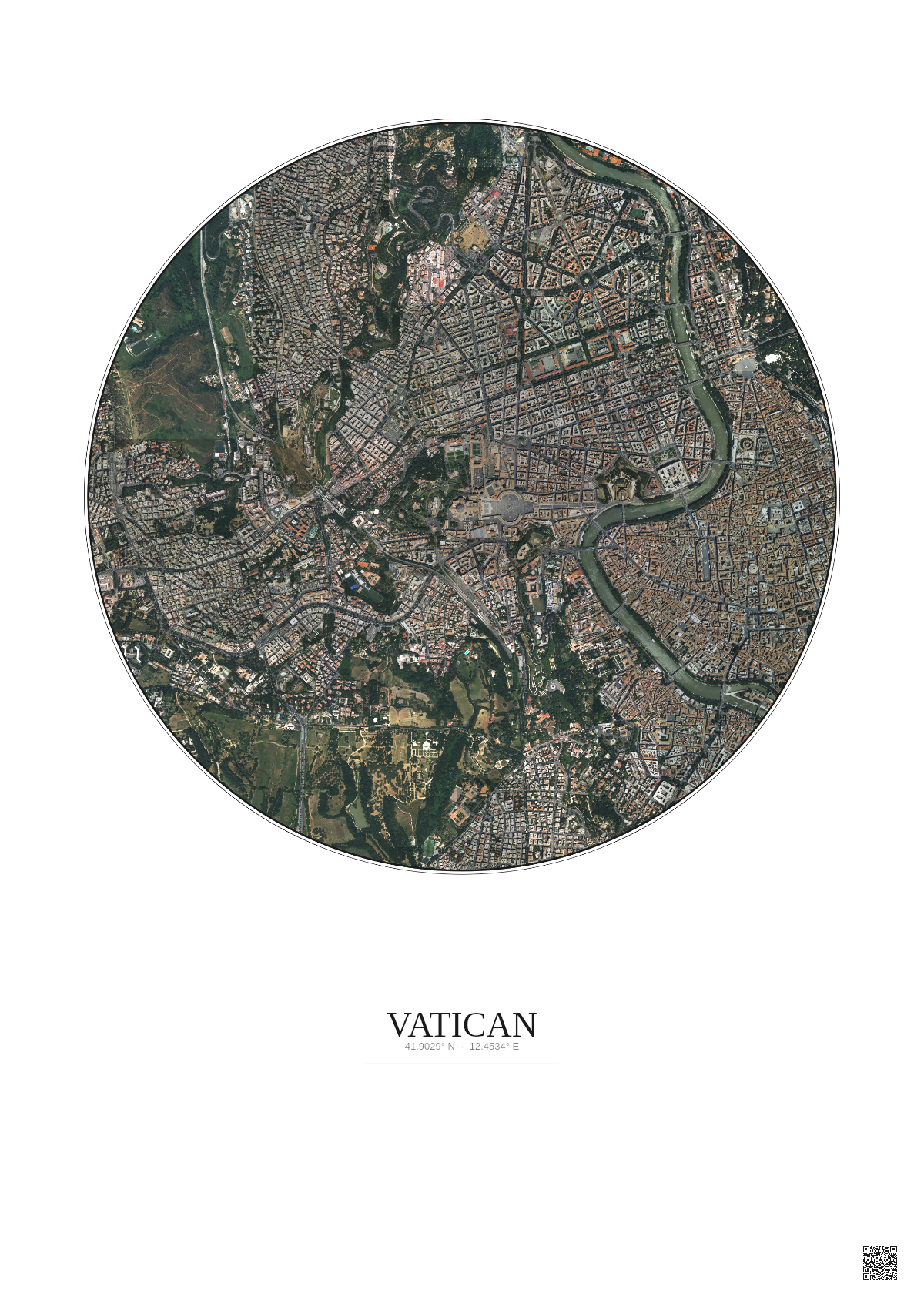 Affiche Vatican – Poster vue satellite 2.5km Couleur | Gravura – Fond clair