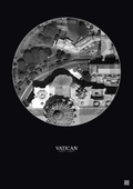 Affiche Vatican – Poster vue satellite 0.1km N&B | Gravura – Fond foncé