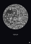 Affiche Vatican – Poster vue satellite 0.5km N&B | Gravura – Fond foncé