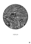 Affiche Vatican – Poster vue satellite 1km N&B | Gravura – Fond clair