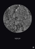 Affiche Vatican – Poster vue satellite 2.5km N&B | Gravura – Fond foncé