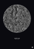 Affiche Vatican – Poster vue satellite 5km N&B | Gravura – Fond foncé