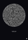 Affiche Vatican – Poster vue satellite 10km N&B | Gravura – Fond foncé