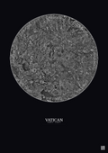 Affiche Vatican – Poster vue satellite 20km N&B | Gravura – Fond foncé