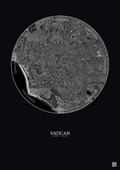 Affiche Vatican – Poster vue satellite 30km N&B | Gravura – Fond foncé
