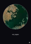 Affiche Abu Simbel – Poster vue satellite 5km Couleur | Gravura – Fond foncé
