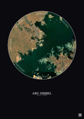 Affiche Abu Simbel – Poster vue satellite 10km Couleur | Gravura – Fond foncé