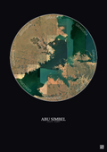 Affiche Abu Simbel – Poster vue satellite 20km Couleur | Gravura – Fond foncé