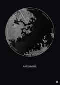 Affiche Abu Simbel – Poster vue satellite 5km N&B | Gravura – Fond foncé