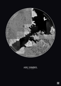 Affiche Abu Simbel – Poster vue satellite 30km N&B | Gravura – Fond foncé