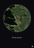 Affiche Machu Picchu – Poster vue satellite 0.5km Couleur | Gravura – Fond foncé
