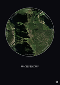 Affiche Machu Picchu – Poster vue satellite 1km Couleur | Gravura – Fond foncé
