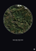 Affiche Machu Picchu – Poster vue satellite 10km Couleur | Gravura – Fond foncé