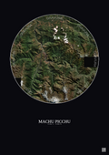 Affiche Machu Picchu – Poster vue satellite 20km Couleur | Gravura – Fond foncé