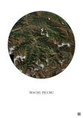 Affiche Machu Picchu – Poster vue satellite 30km Couleur | Gravura – Fond clair