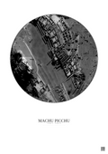 Affiche Machu Picchu – Poster vue satellite 0.1km N&B | Gravura – Fond clair