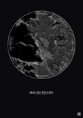 Affiche Machu Picchu – Poster vue satellite 0.5km N&B | Gravura – Fond foncé