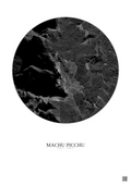 Affiche Machu Picchu – Poster vue satellite 0.5km N&B | Gravura – Fond clair
