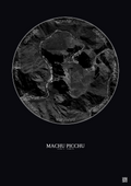 Affiche Machu Picchu – Poster vue satellite 2.5km N&B | Gravura – Fond foncé