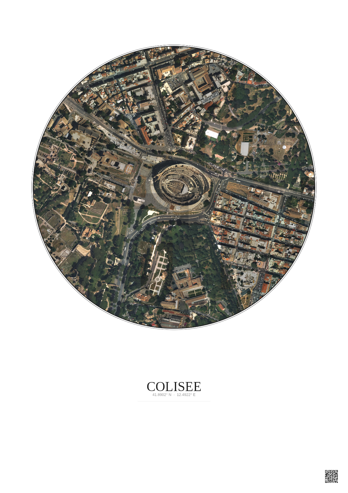 Affiche Colisee – Poster vue satellite 0.5km Couleur | Gravura – Fond clair