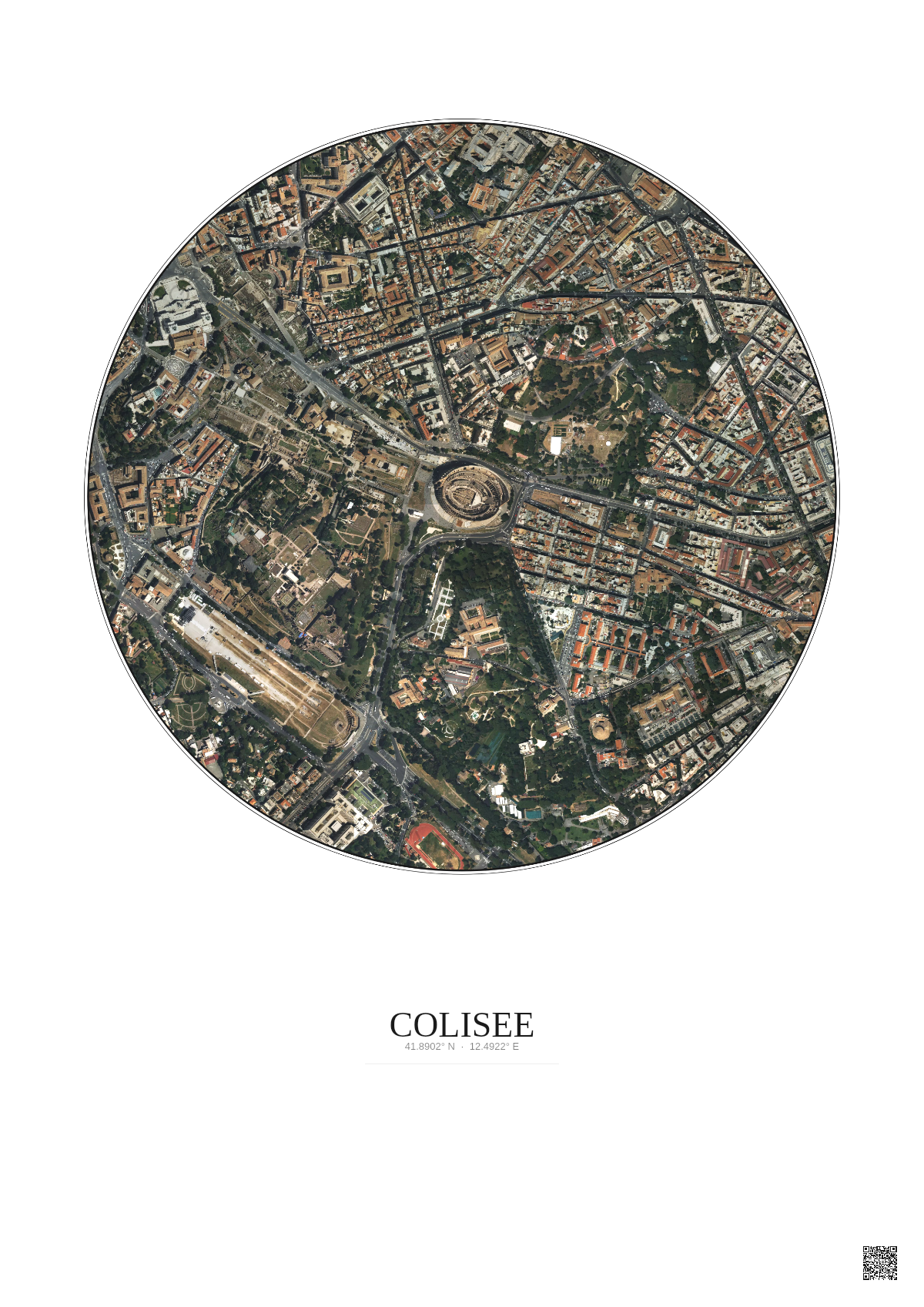 Affiche Colisee – Poster vue satellite 1km Couleur | Gravura – Fond clair