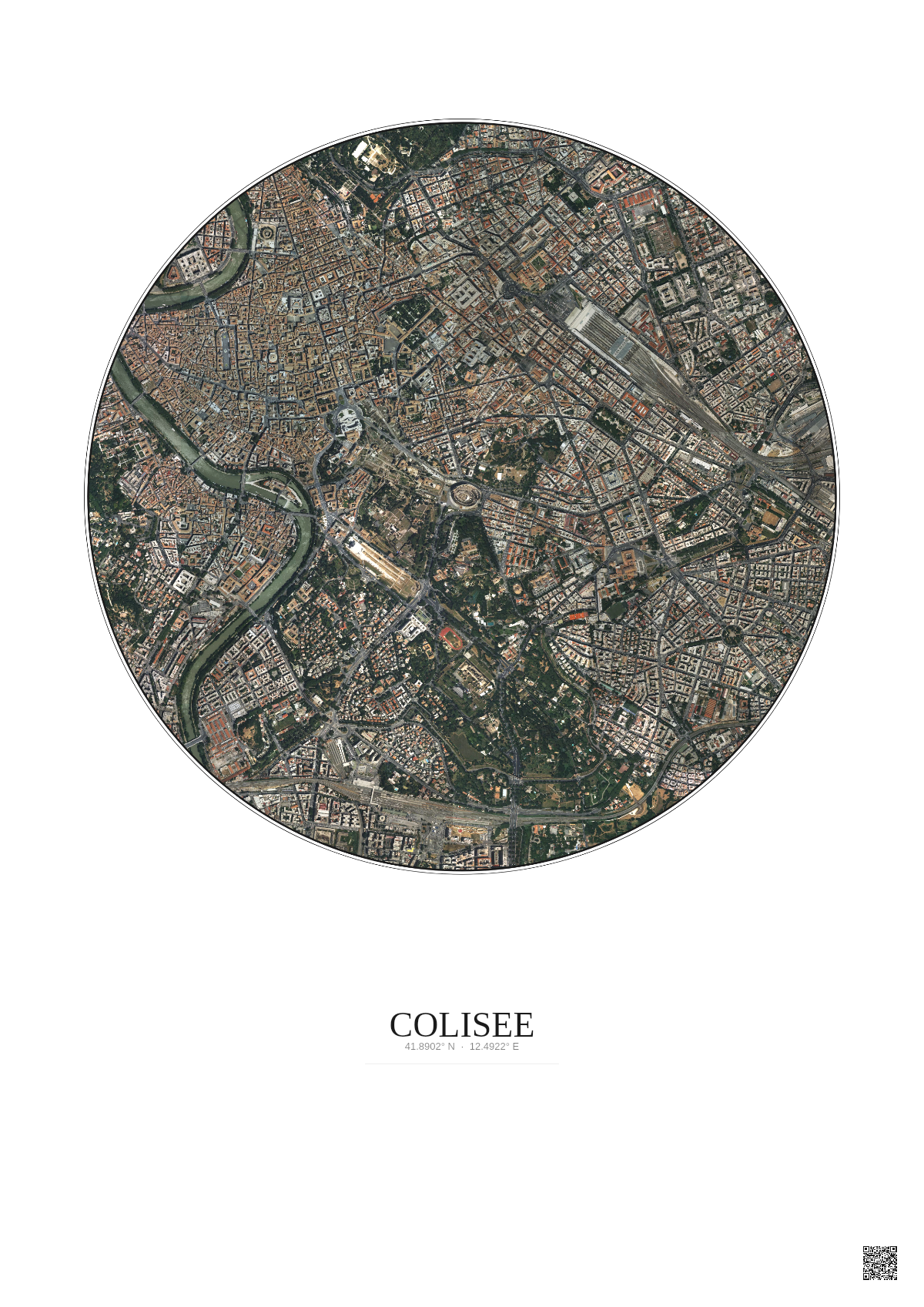 Affiche Colisee – Poster vue satellite 2.5km Couleur | Gravura – Fond clair