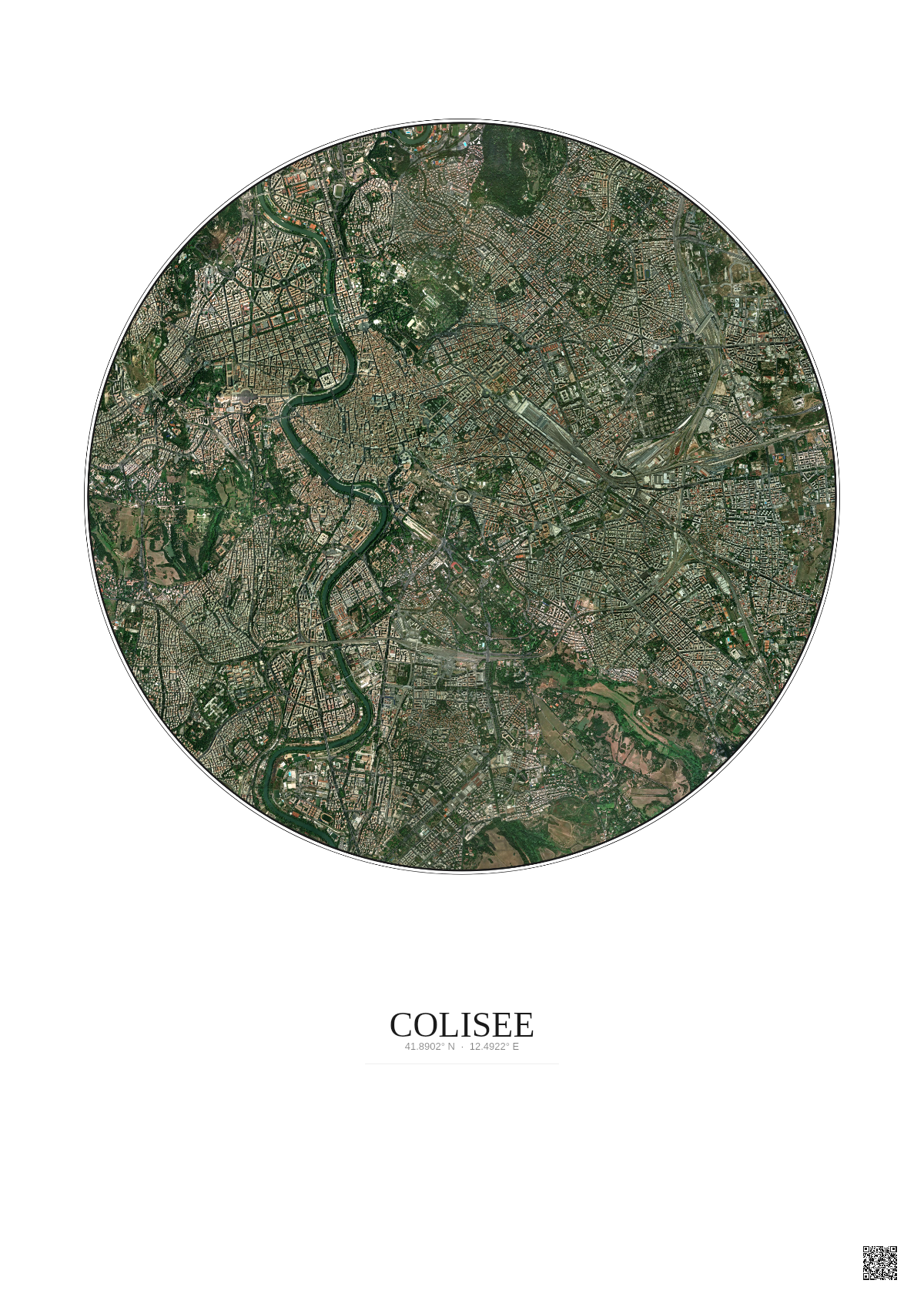 Affiche Colisee – Poster vue satellite 5km Couleur | Gravura – Fond clair