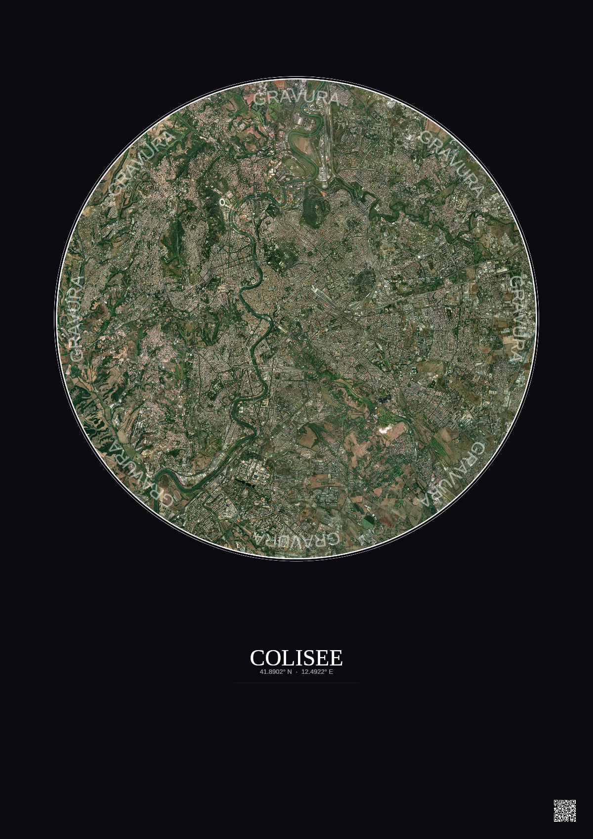 Affiche Colisee – Poster vue satellite 10km Couleur | Gravura – Fond foncé