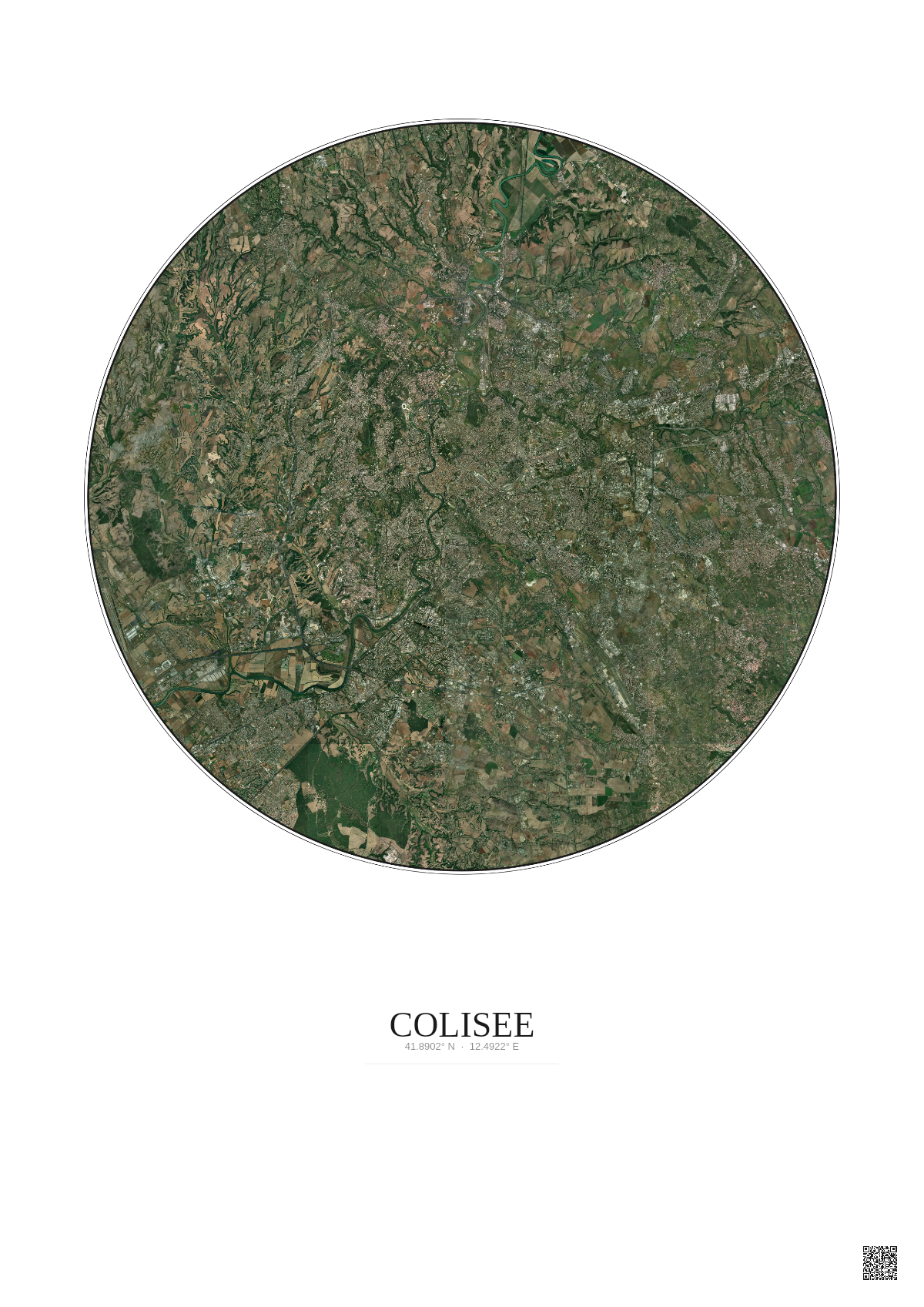 Affiche Colisee – Poster vue satellite 20km Couleur | Gravura – Fond clair