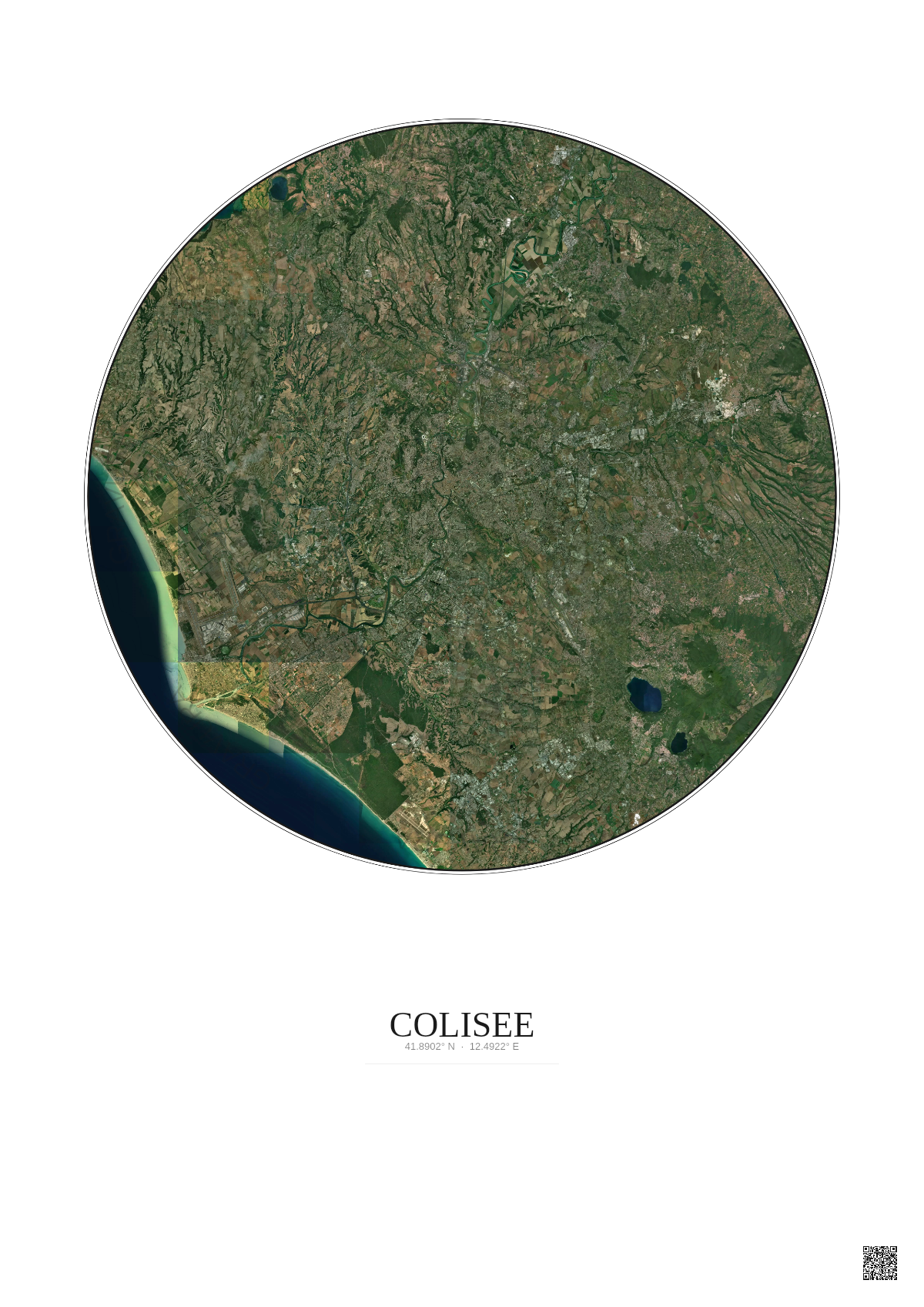 Affiche Colisee – Poster vue satellite 30km Couleur | Gravura – Fond clair