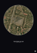 Affiche Teotihuacan – Poster vue satellite 0.5km Couleur | Gravura – Fond foncé
