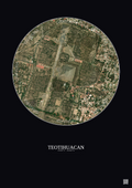 Affiche Teotihuacan – Poster vue satellite 1km Couleur | Gravura – Fond foncé