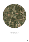 Affiche Teotihuacan – Poster vue satellite 1km Couleur | Gravura – Fond clair
