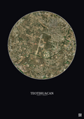 Affiche Teotihuacan – Poster vue satellite 2.5km Couleur | Gravura – Fond foncé