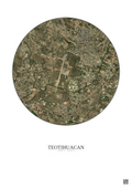 Affiche Teotihuacan – Poster vue satellite 2.5km Couleur | Gravura – Fond clair