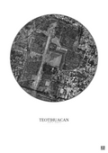 Affiche Teotihuacan – Poster vue satellite 1km N&B | Gravura – Fond clair