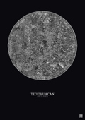 Affiche Teotihuacan – Poster vue satellite 5km N&B | Gravura – Fond foncé